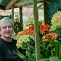 Carrie with her flowers